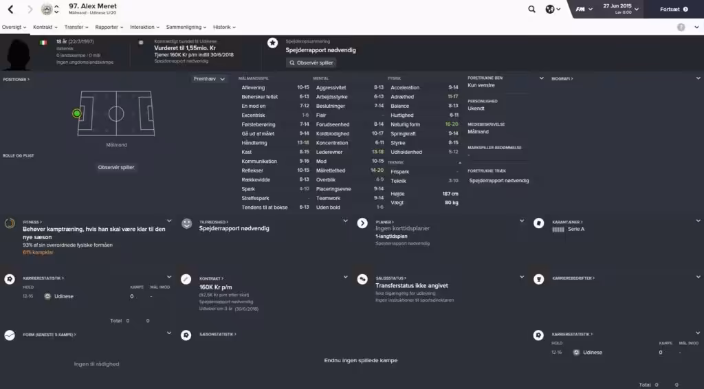 Alex Meret - Football Manager 2016