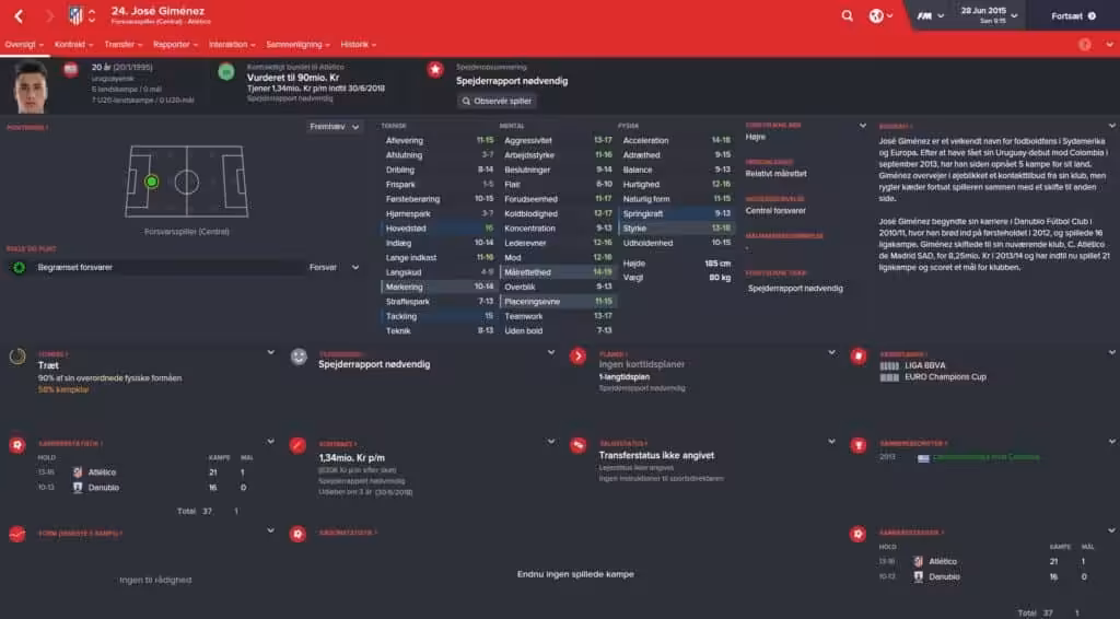 Jose Gimenez - Football Manager 2016