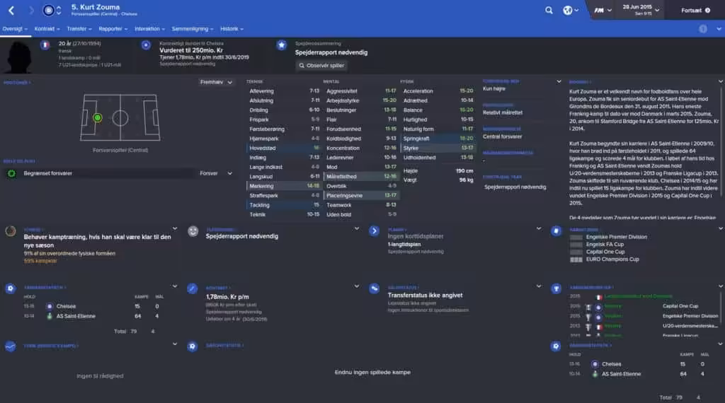 Kurt Zouma - Football Manager 2016