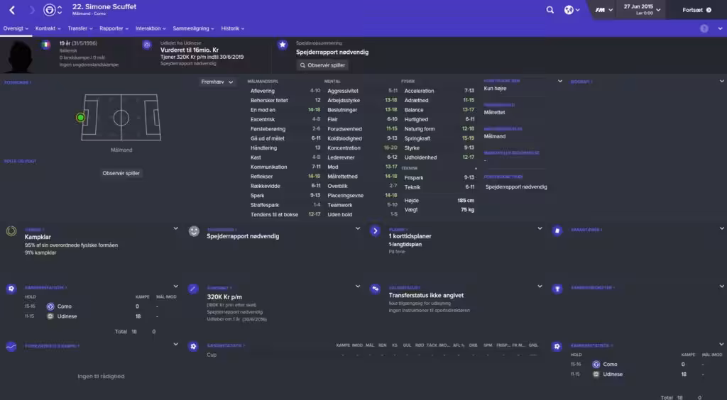 Simone Scuffet - Football Manager 2016