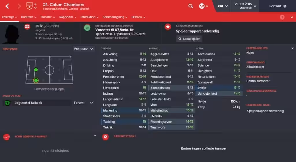 Calum Chambers - Football Manager 2016