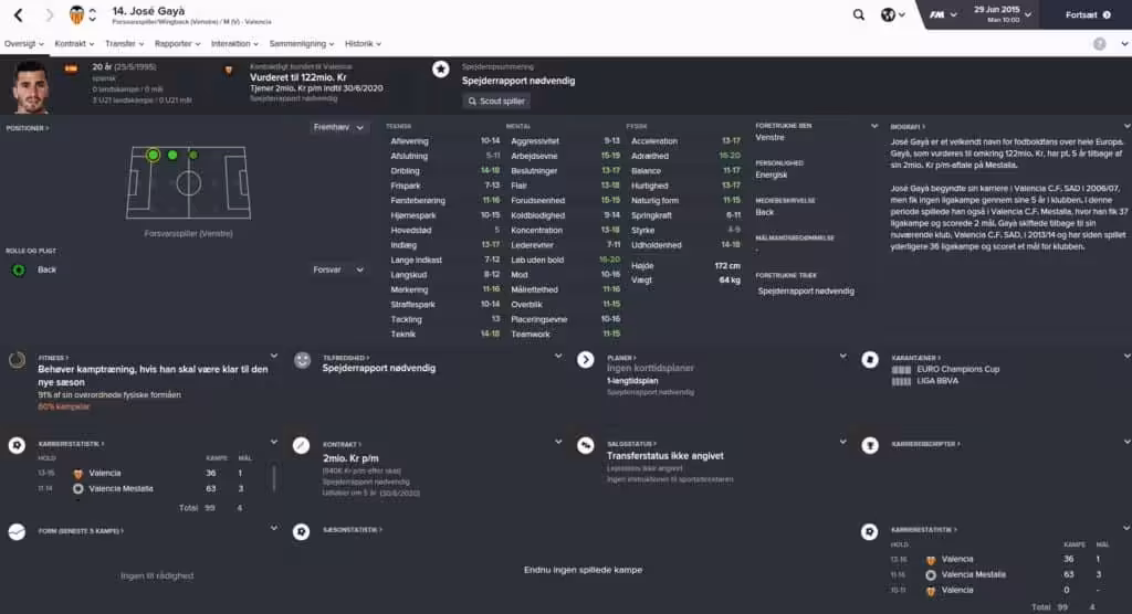 Jose Gaya - Football Manager 2016