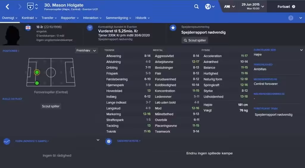 Mason Holgate - Football Manager 2016