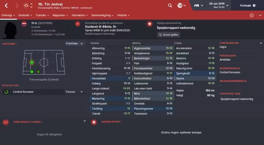 Tin Jedvaj - Football Manager 2016