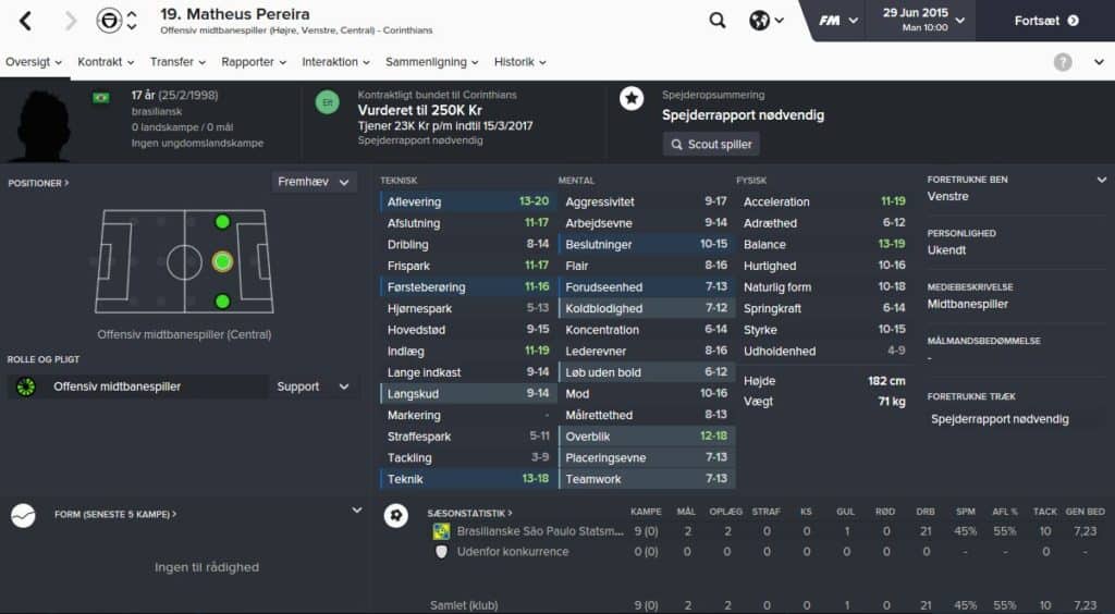 Matheus Pereira - Football Manager 2016