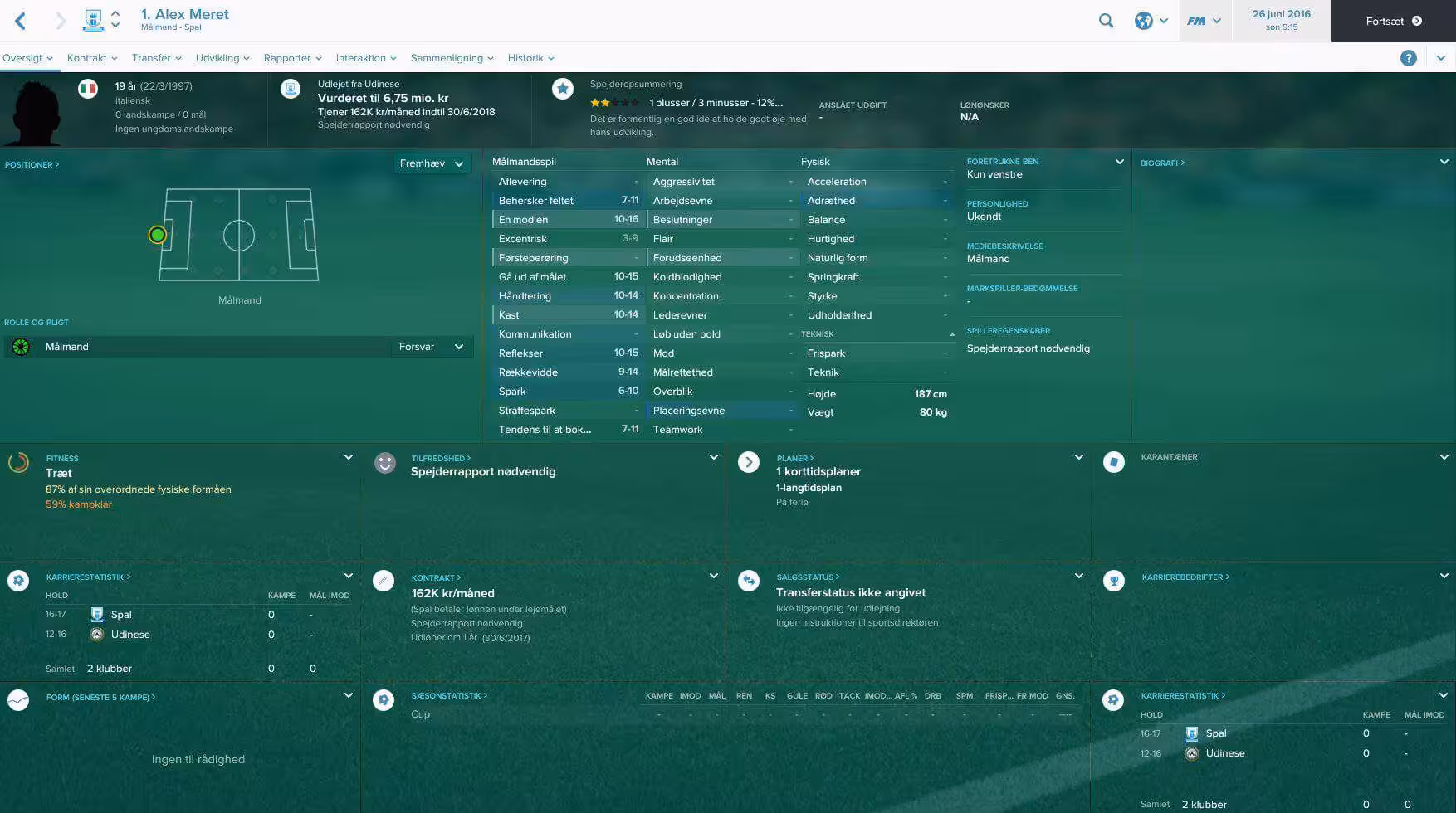 Alex Meret - Football Manager 2017