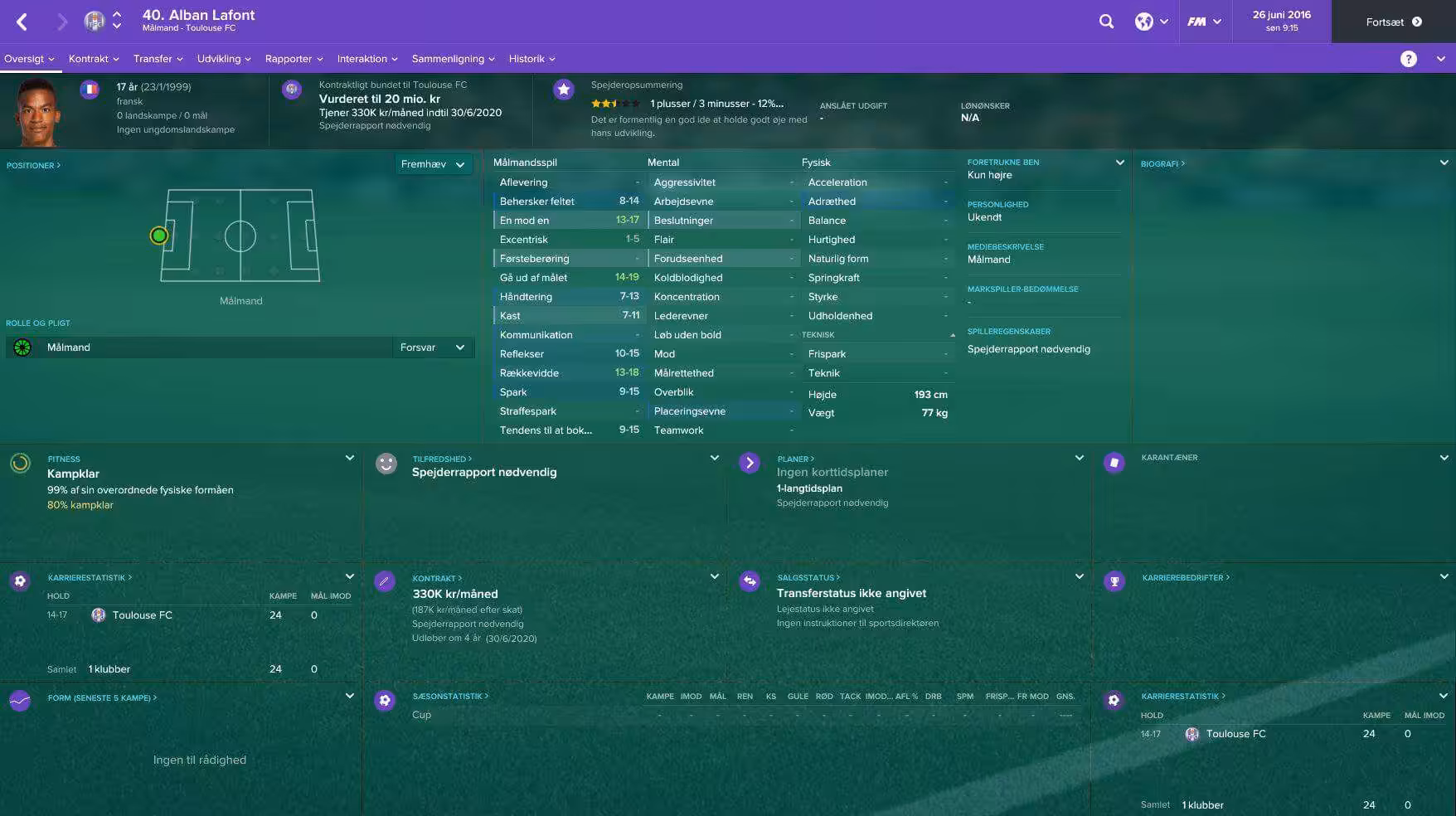 Alban Lafont - Football Manager 2017