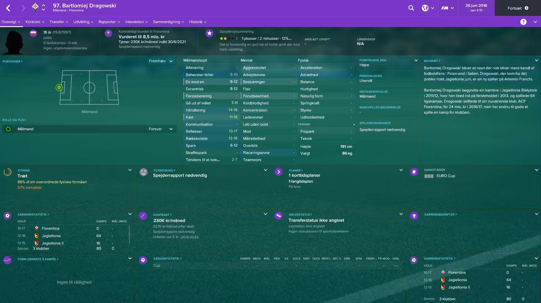 Bartlomiej Dragowski - Football Manager 2017
